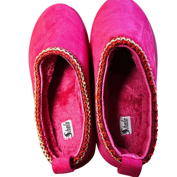 Sheln Hot Pink Platform Clogs Pink Faux Fur Lining Embroidery, EU 38, US 7.5 - Picture 7 of 7